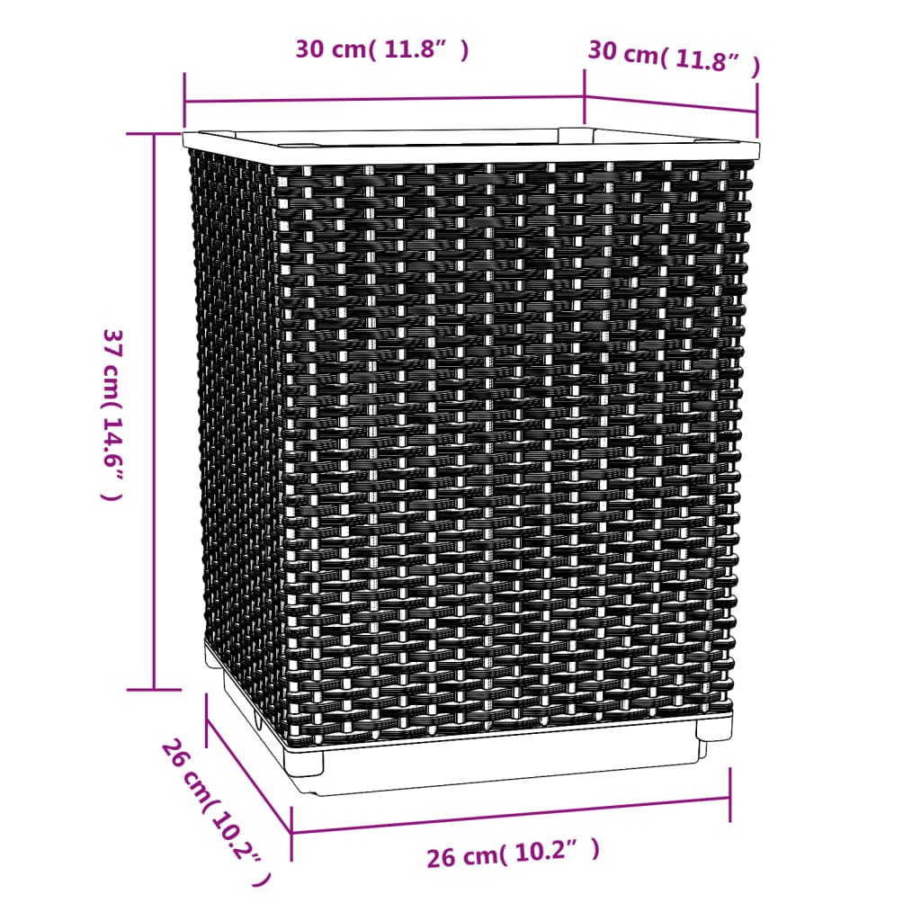 Plantenbakken 2 st 30x30x37 cm polypropeen donkergrijs