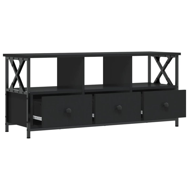 Tv-meubel 102x33x45 cm bewerkt hout en ijzer zwart