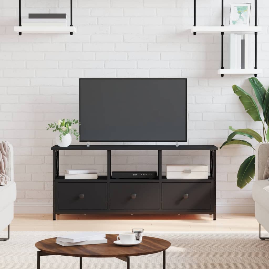 Tv-meubel 102x33x45 cm bewerkt hout en ijzer zwart