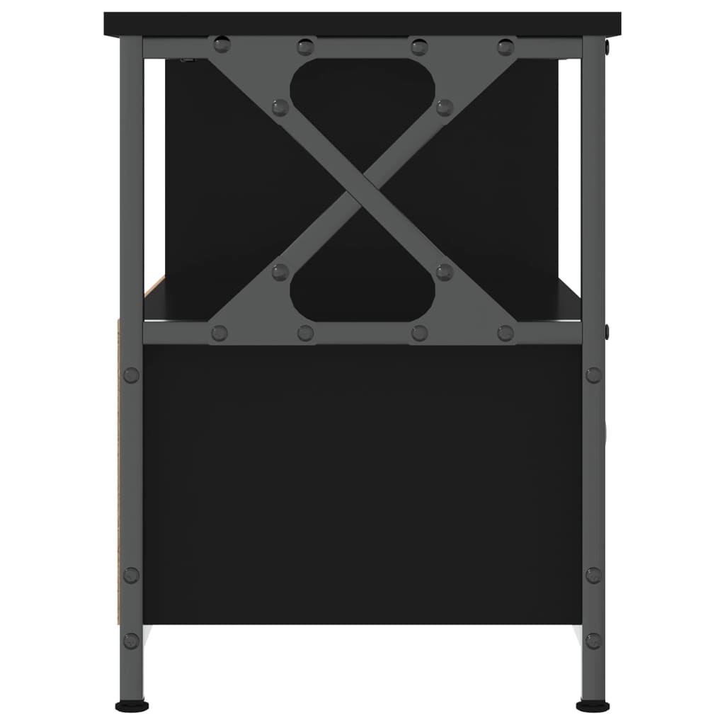 Tv-meubel 90x33x45 cm bewerkt hout en ijzer zwart