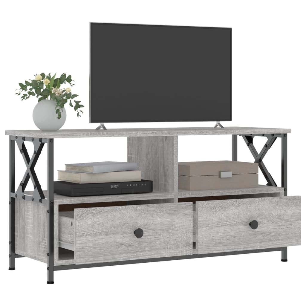 Tv-meubel 90x33x45 cm bewerkt hout grijs sonoma eikenkleurig