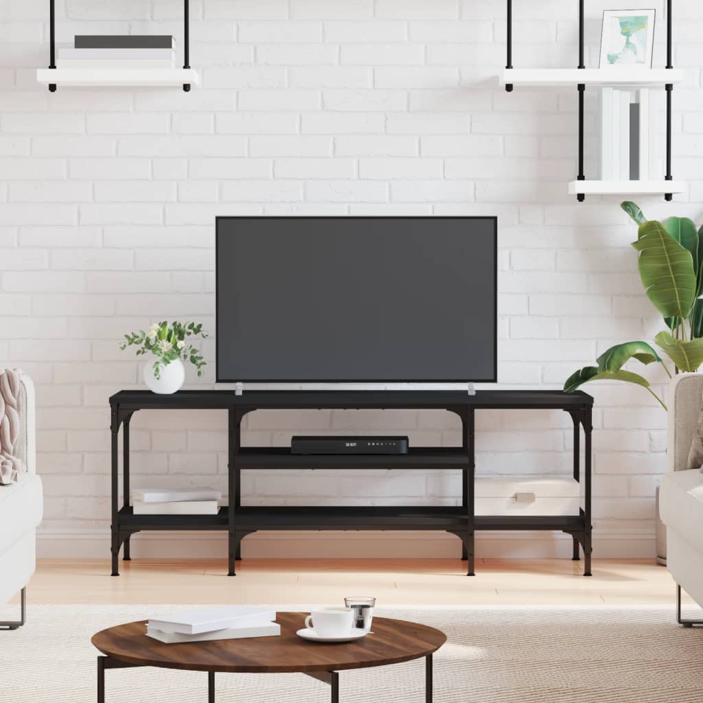 Tv-meubel 121x35x45 cm bewerkt hout en ijzer zwart