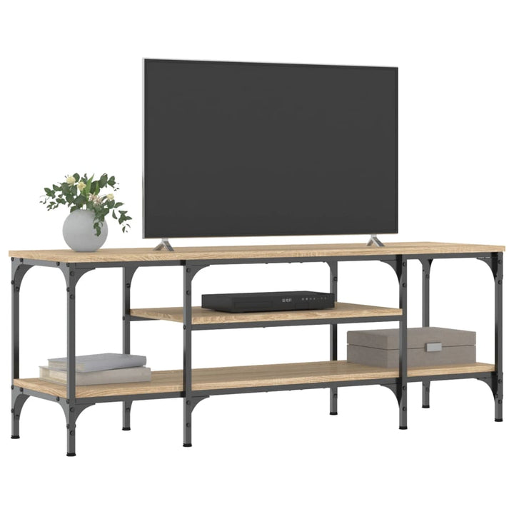 Tv-meubel 121x35x45 cm bewerkt hout en ijzer sonoma eikenkleur