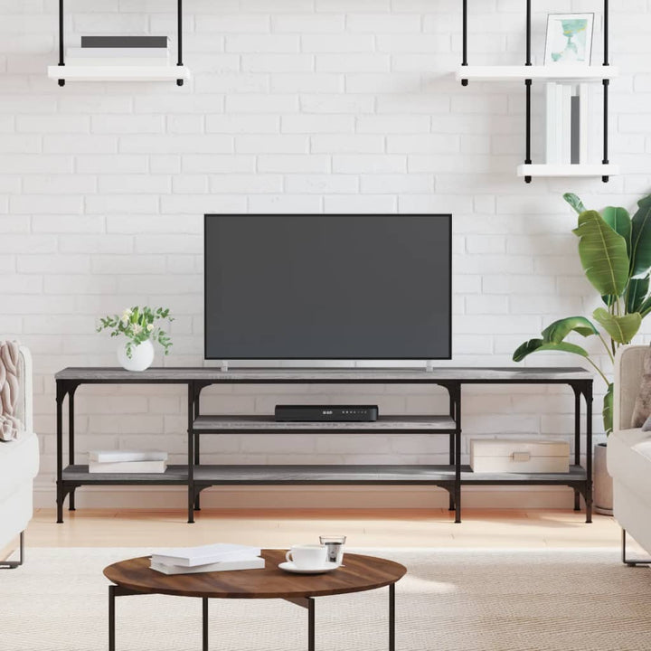 Tv-meubel 161x35x45 cm bewerkt hout en ijzer grijs sonoma eiken