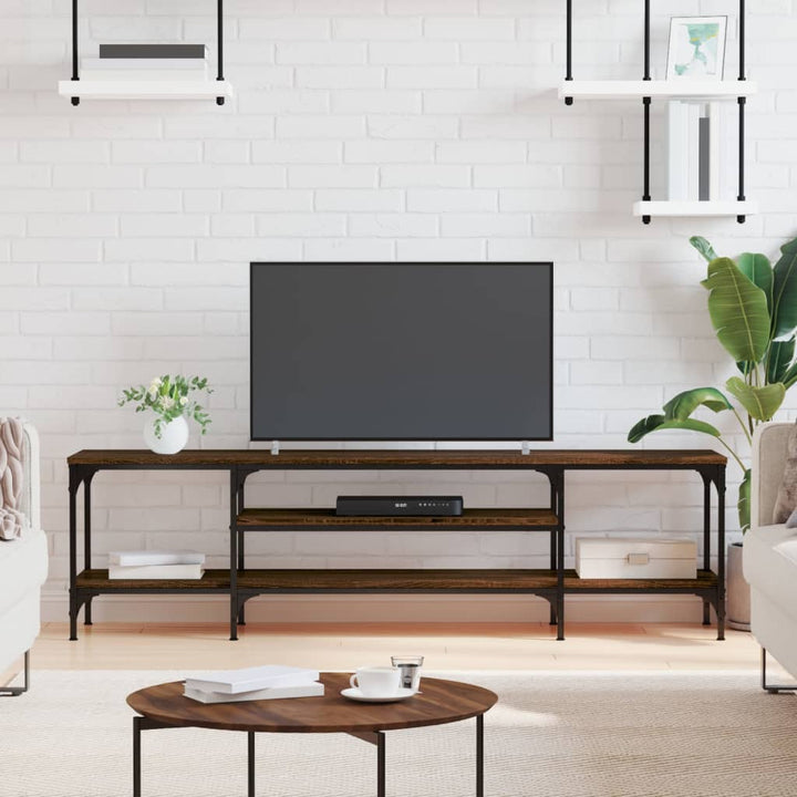 Tv-meubel 161x35x45 cm bewerkt hout en ijzer bruin eikenkleur