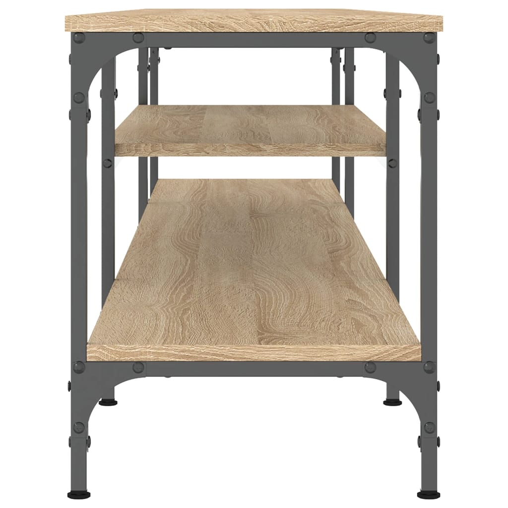 Tv-meubel 201x35x45 cm bewerkt hout en ijzer sonoma eikenkleur