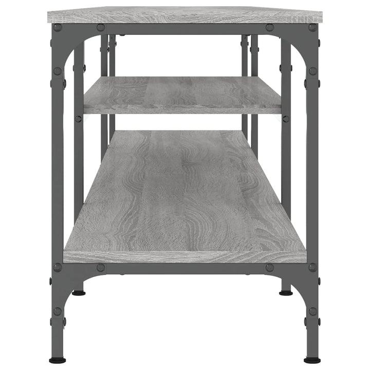 Tv-meubel 201x35x45 cm bewerkt hout en ijzer grijs sonoma eiken