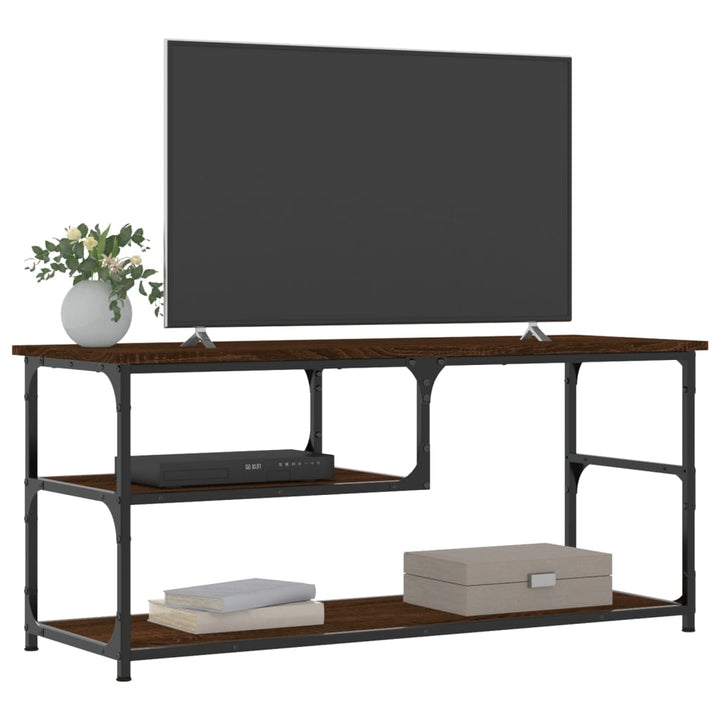 Tv-meubel 103x38x46,5 cm bewerkt hout staal bruin eikenkleur