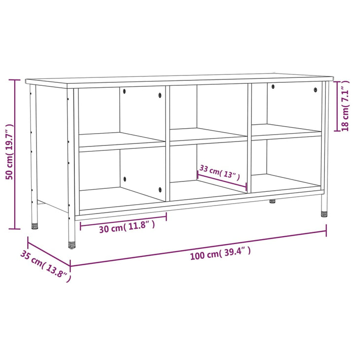 Schoenenkast 100x35x50 cm bewerkt hout gerookt eikenkleurig