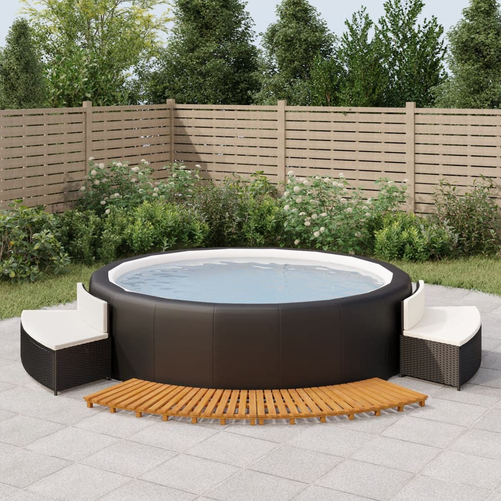 vidaXL Hottub-ombouw poly rattan en massief acaciahout zwart