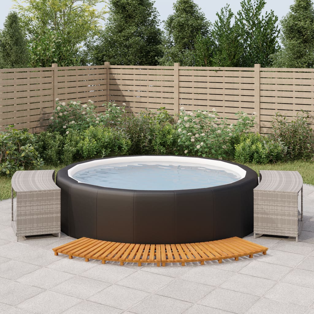 Hottub-ombouw poly rattan massief acaciahout grijs