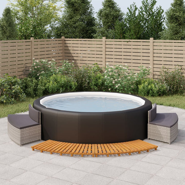 vidaXL Hottub-ombouw poly rattan massief acaciahout grijs