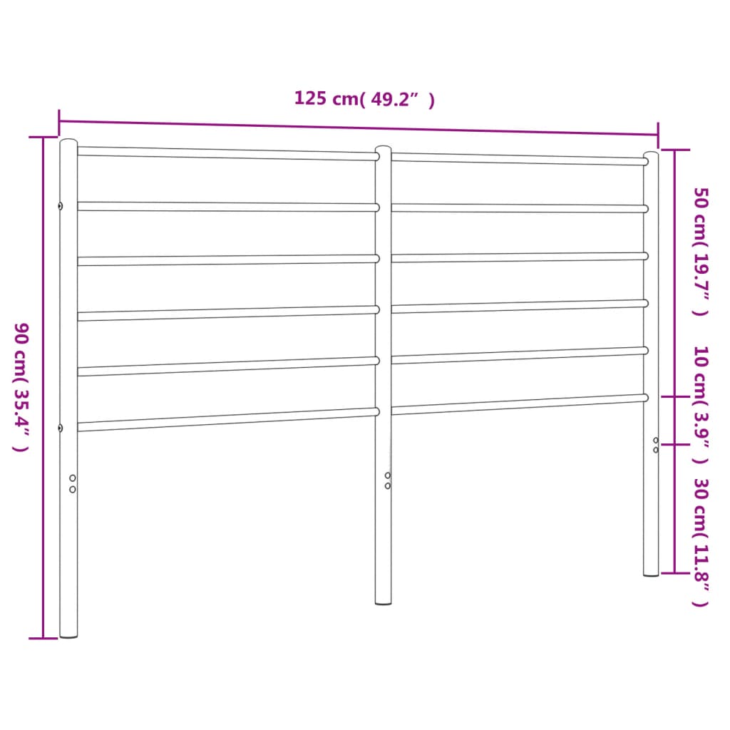 Hoofdbord metaal zwart 120 cm