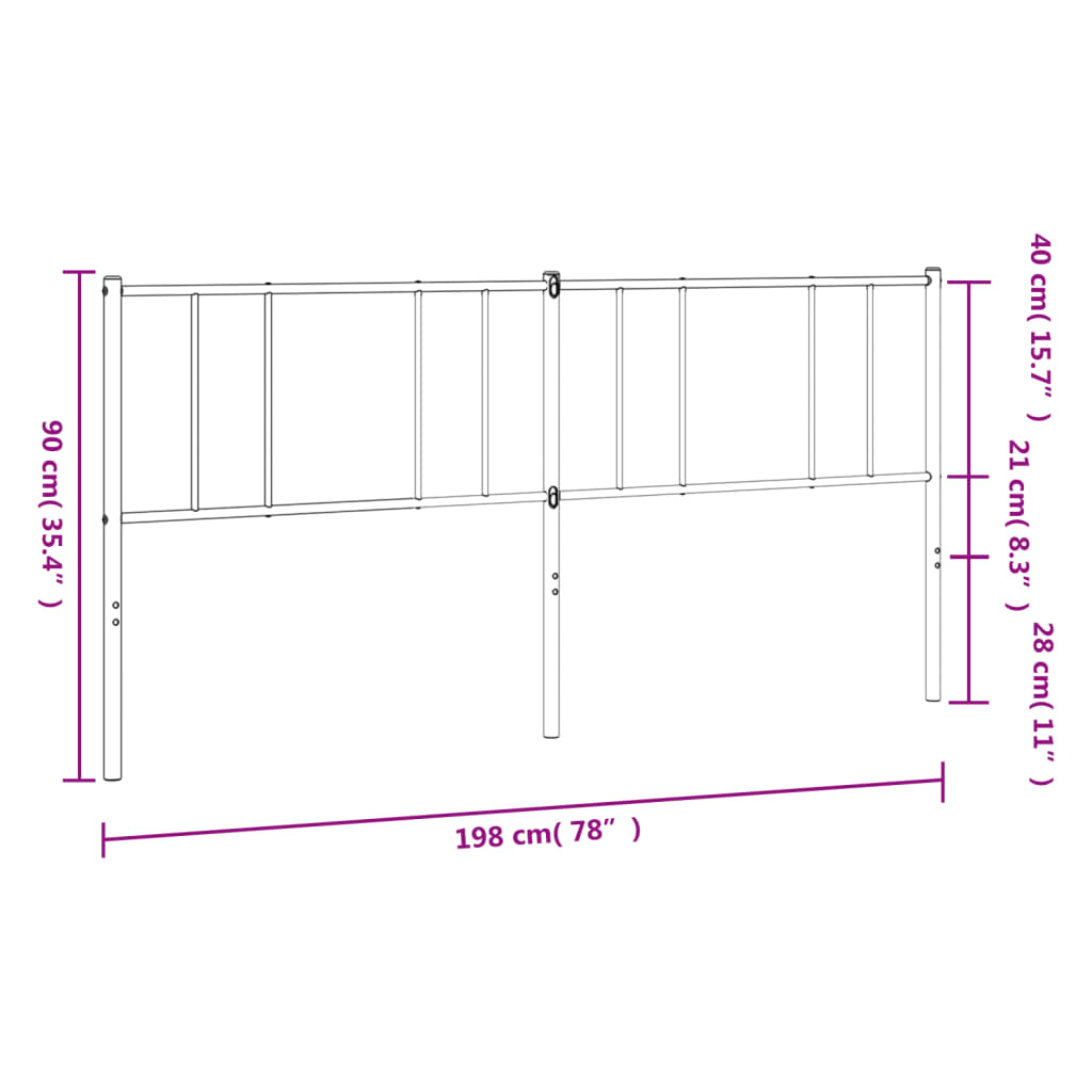 Hoofdbord metaal wit 193 cm