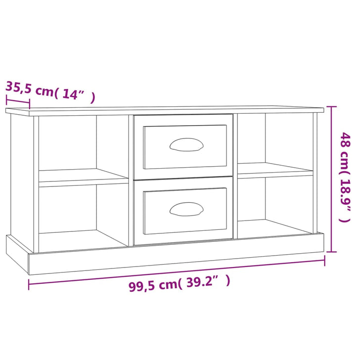 Tv-meubel 99,5x35,5x48 cm bewerkt hout zwart