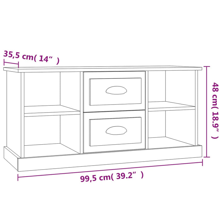Tv-meubel 99,5x35,5x48 cm bewerkt hout hoogglans wit