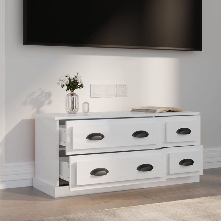 Tv-meubel 100x35,5x45 cm bewerkt hout hoogglans wit