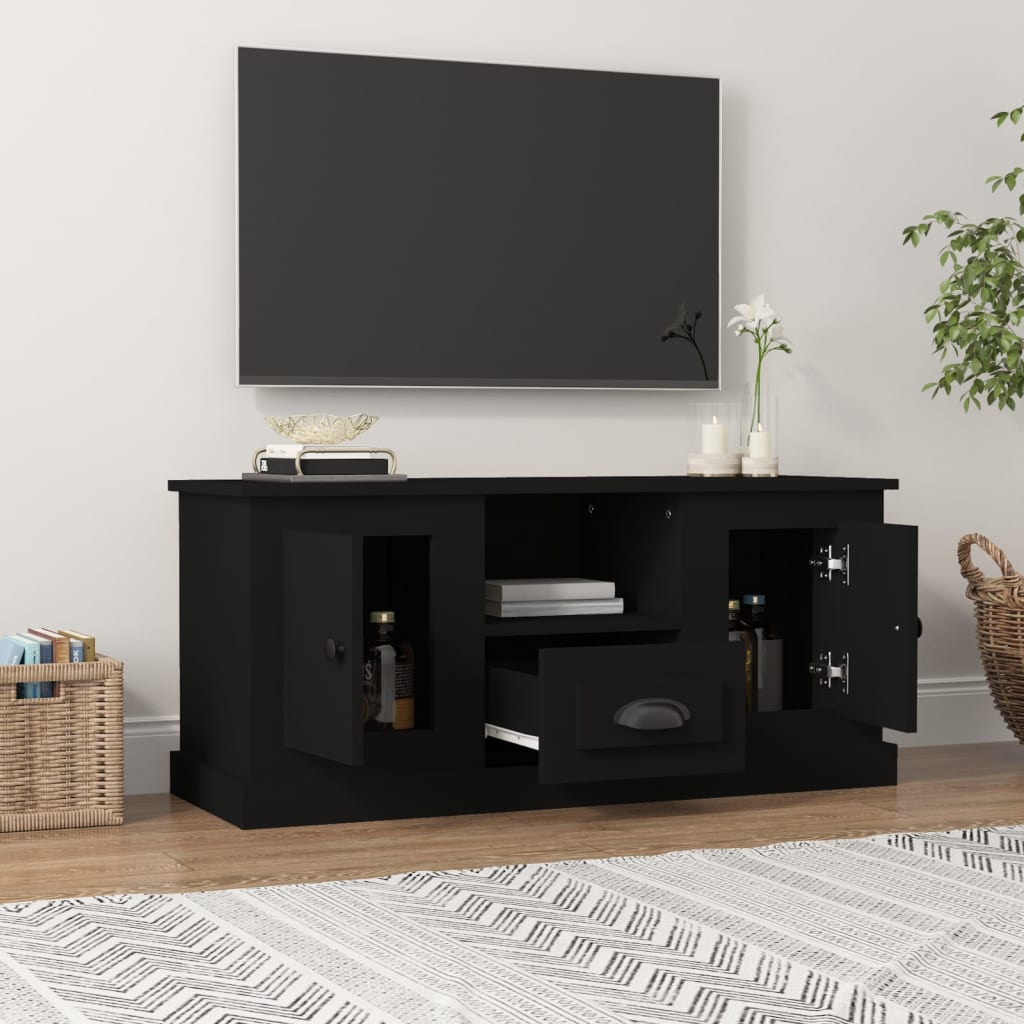 Tv-meubel 100x35,5x45 cm bewerkt hout zwart