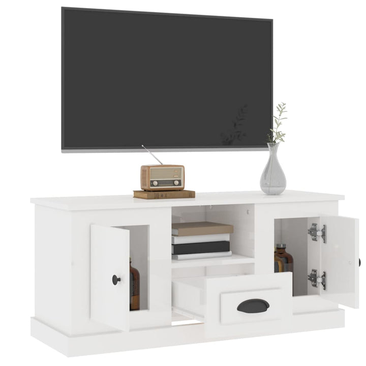 Tv-meubel 100x35,5x45 cm bewerkt hout hoogglans wit