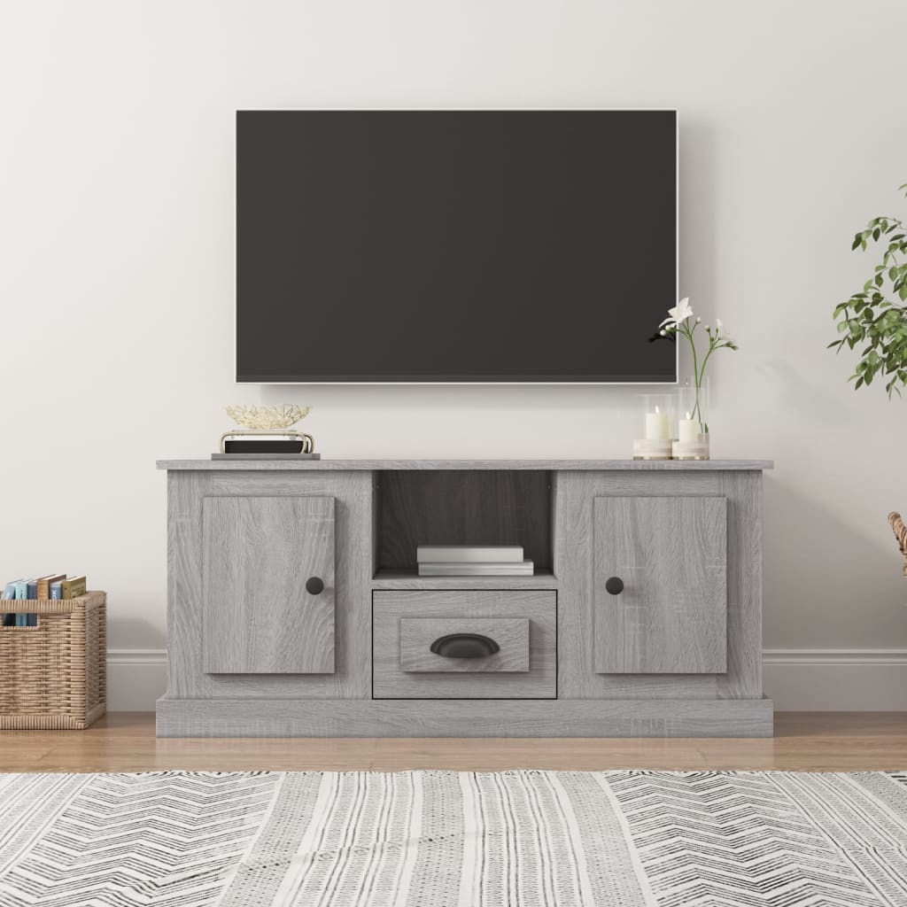 Tv-meubel 100x35,5x45 cm bewerkt hout grijs sonoma eikenkleurig