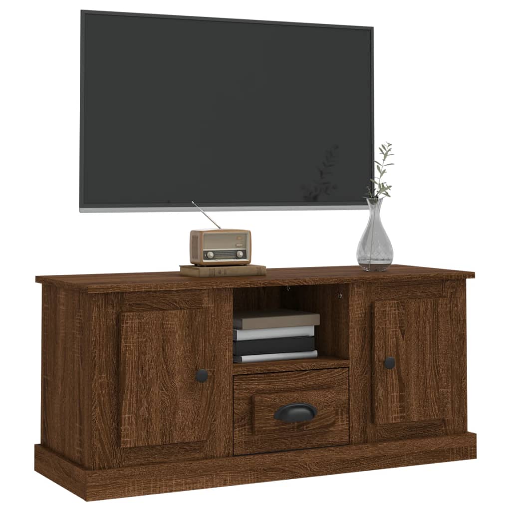 Tv-meubel 100x35,5x45 cm bewerkt hout bruineikenkleurig