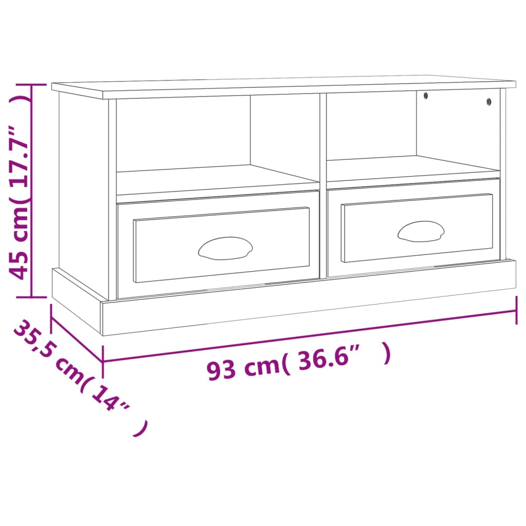 Tv-meubel 93x35,5x45 cm bewerkt hout wit