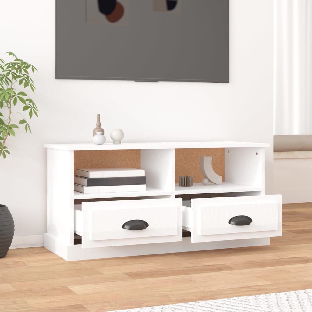 Tv-meubel 93x35,5x45 cm bewerkt hout hoogglans wit