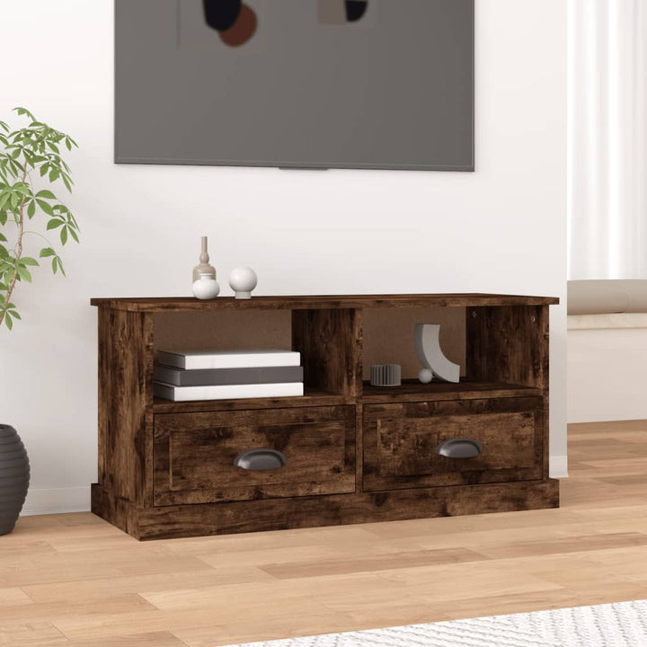 Tv-meubel 93x35,5x45 cm bewerkt hout gerookt eikenkleurig