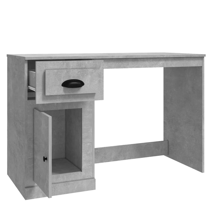 Bureau met lade 115x50x75 cm bewerkt hout betongrijs