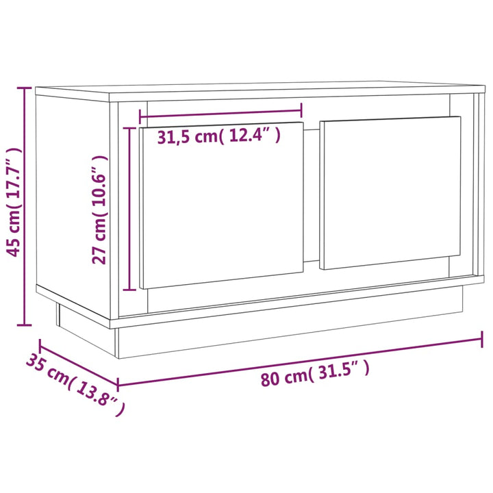 Tv-meubel 80x35x45 cm bewerkt hout wit