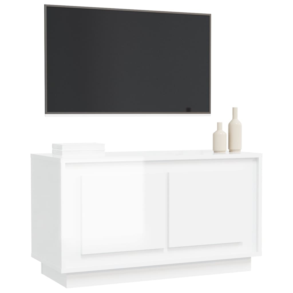 Tv-meubel 80x35x45 cm bewerkt hout hoogglans wit
