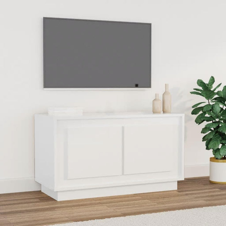 Tv-meubel 80x35x45 cm bewerkt hout hoogglans wit