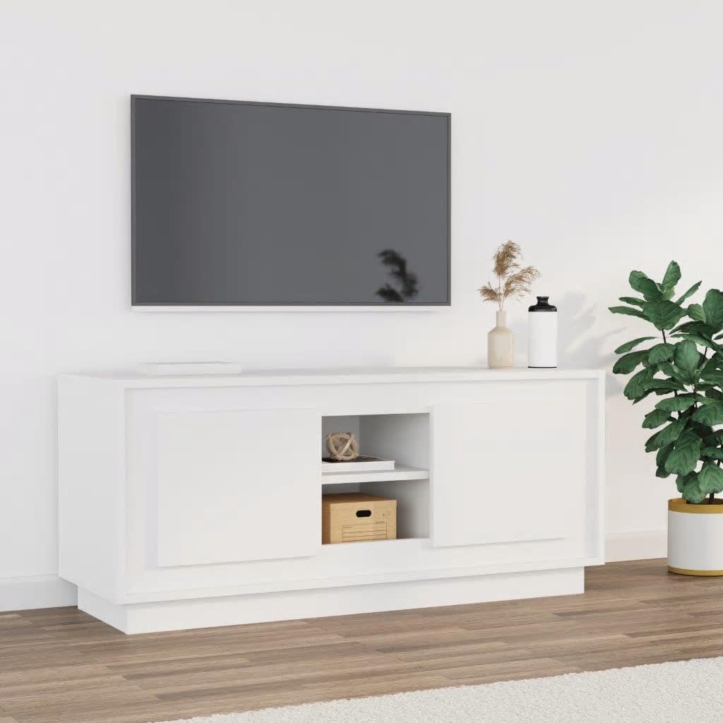 Tv-meubel 102x35x45 cm bewerkt hout wit