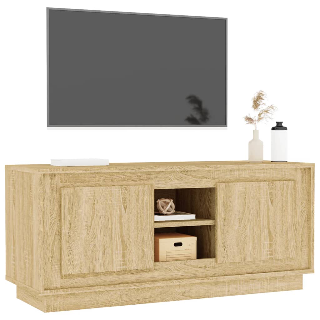 Tv-meubel 102x35x45 cm bewerkt hout sonoma eikenkleurig