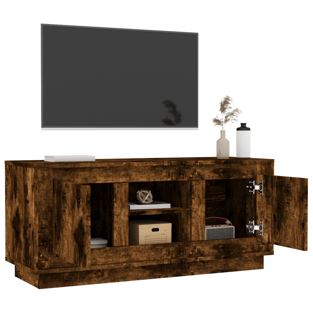 Tv-meubel 102x35x45 cm bewerkt hout gerookt eikenkleurig
