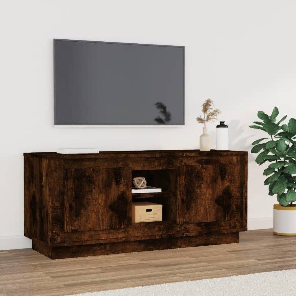 Tv-meubel 102x35x45 cm bewerkt hout gerookt eikenkleurig