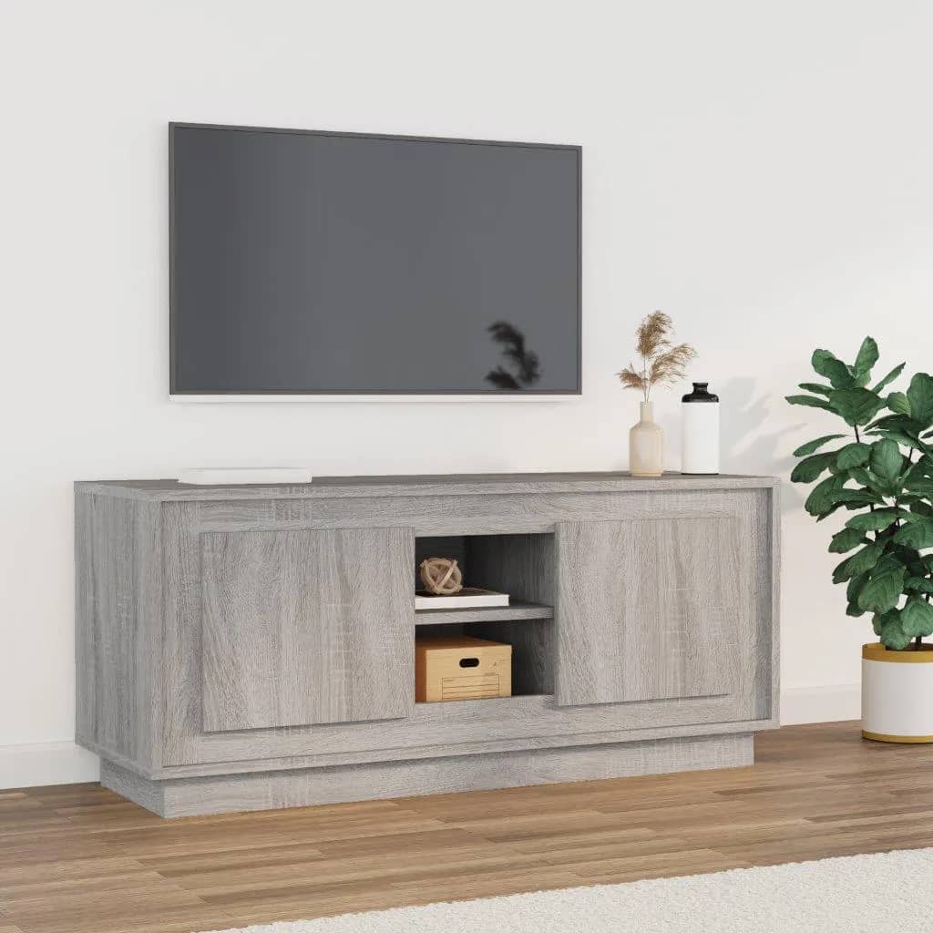 Tv-meubel 102x35x45 cm bewerkt hout grijs sonoma eikenkleurig