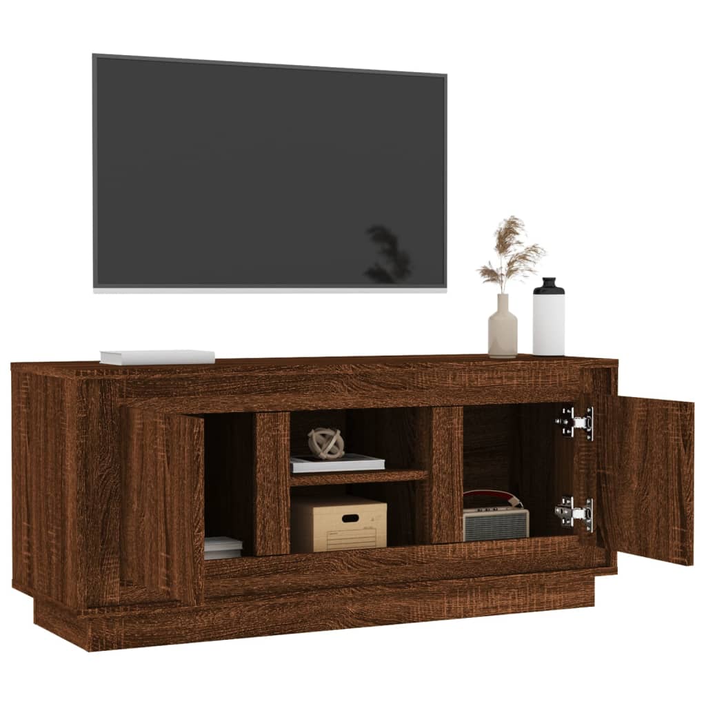 Tv-meubel 102x35x45 cm bewerkt hout bruineikenkleurig