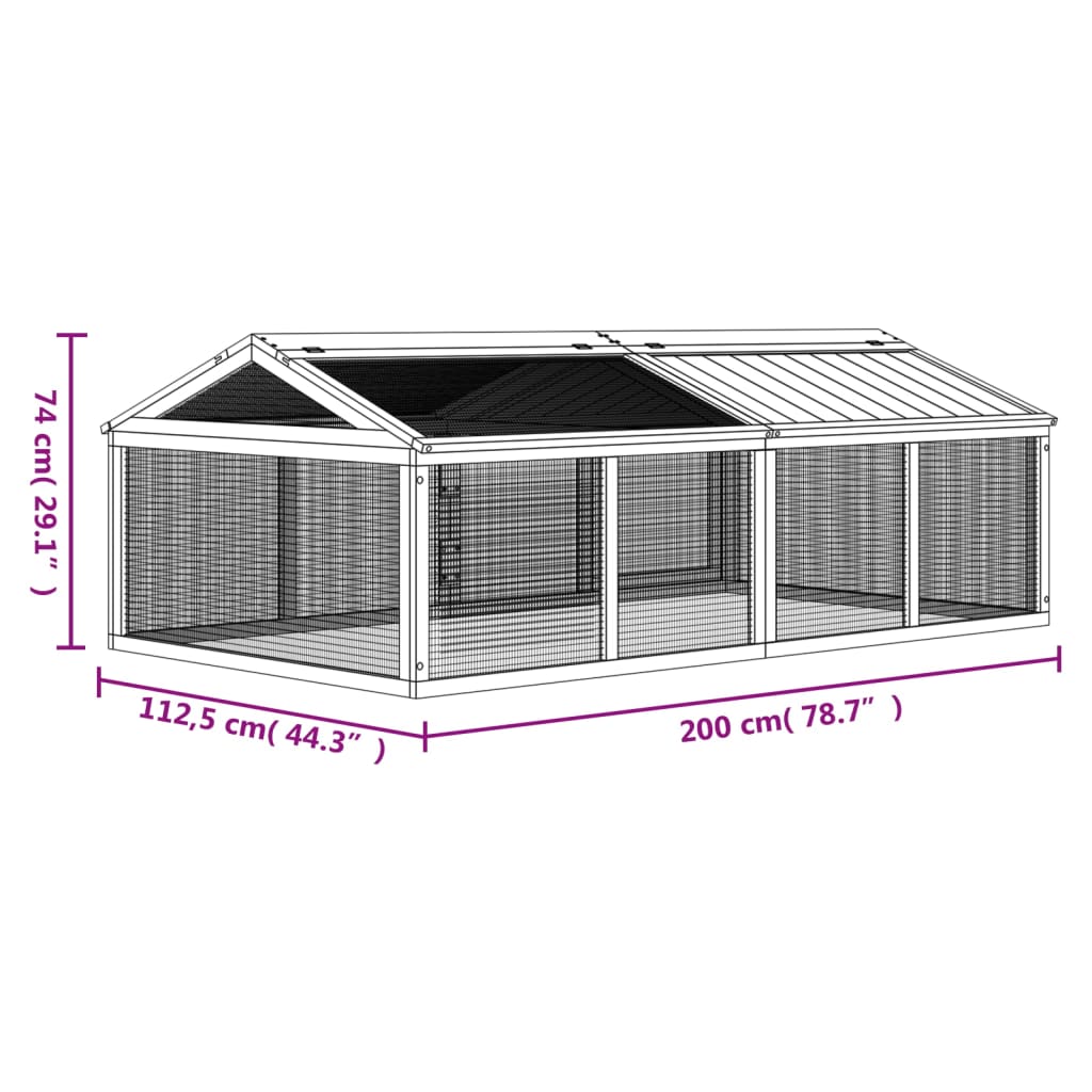 Dierenren 200x112,5x74 cm massief groenhout bruin