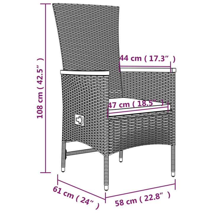 5-delige Tuinset met kussens poly rattan grijs