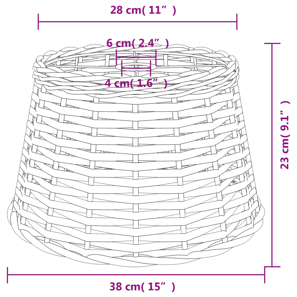 Lampenkap ø˜38x23 cm riet wit