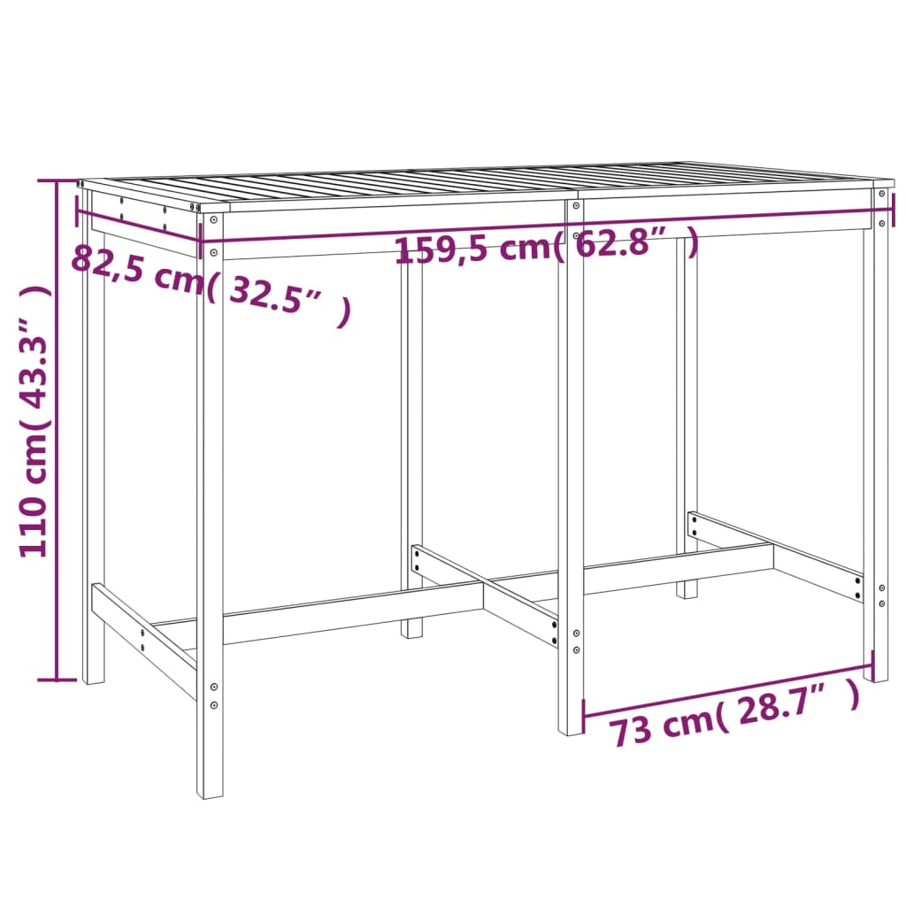 7-delige Barset massief grenenhout