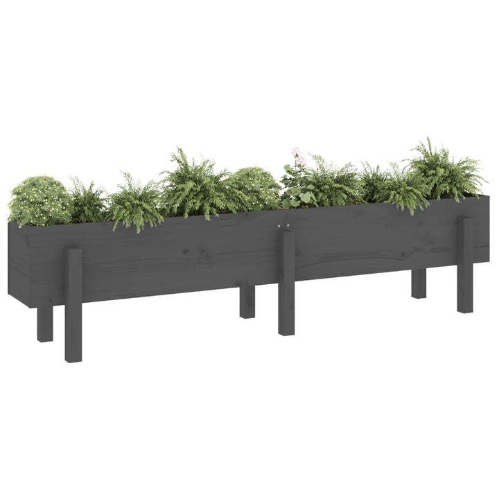 Plantenbak verhoogd 160x30x38 cm massief grenenhout grijs