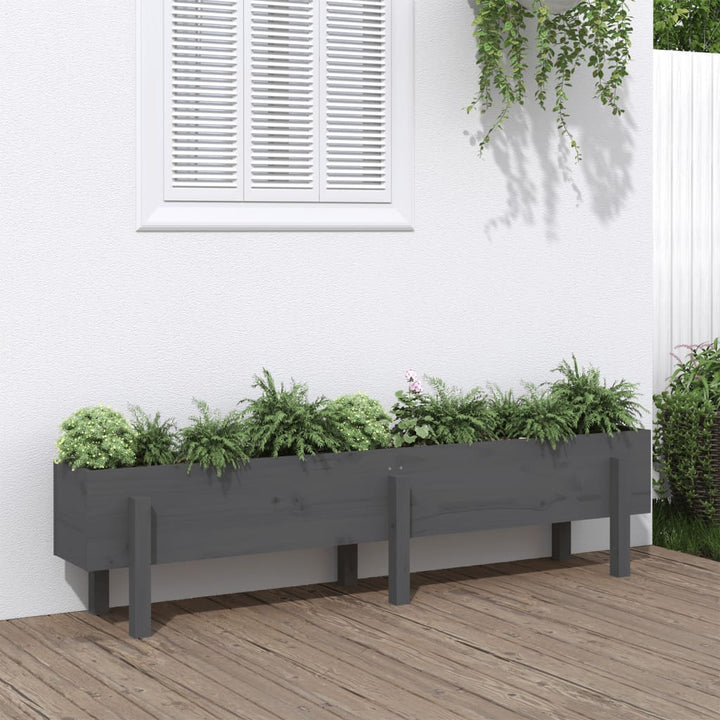 Plantenbak verhoogd 160x30x38 cm massief grenenhout grijs