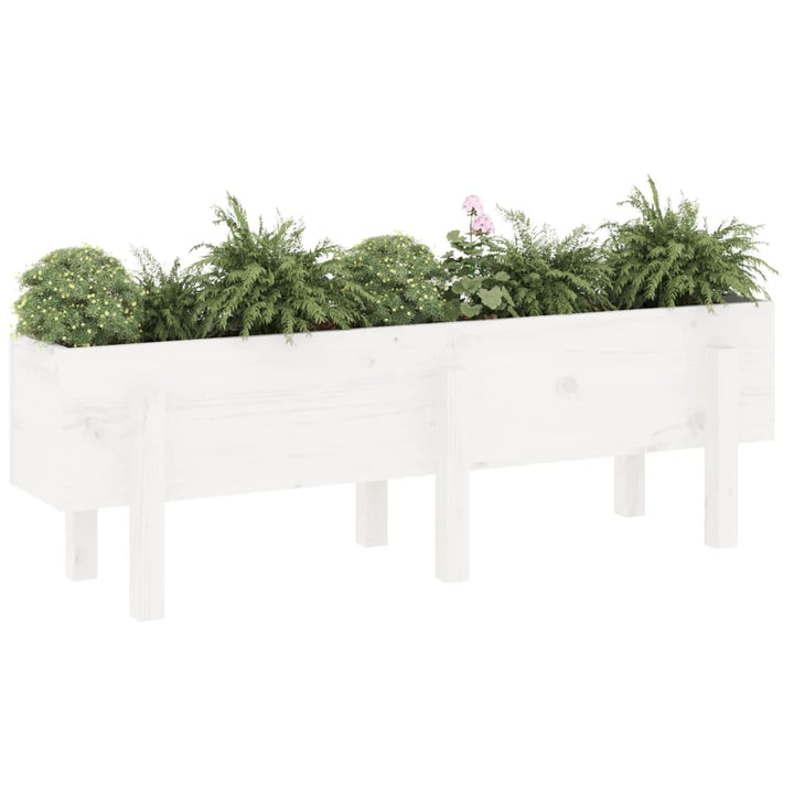 Plantenbak verhoogd 121x30x38 cm massief grenenhout wit