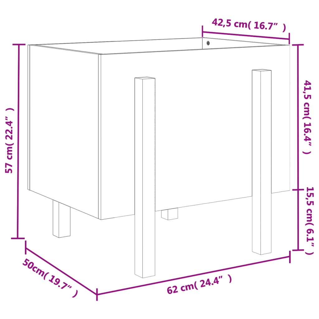 Plantenbak 62x50x57 cm massief grenenhout