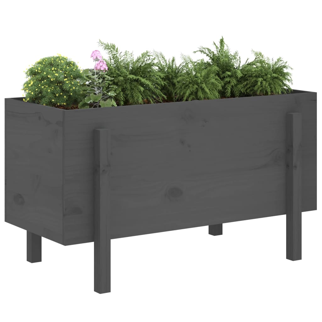 Plantenbak verhoogd 101x50x57 cm massief grenenhout grijs