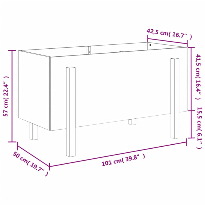 Plantenbak verhoogd 101x50x57 cm massief grenenhout grijs