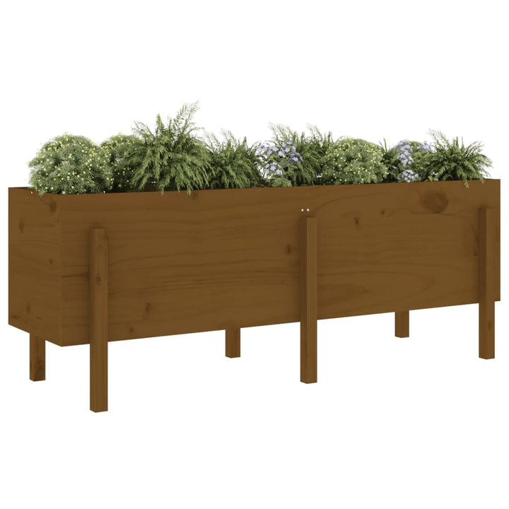 Plantenbak verhoogd 160x50x57 cm massief grenenhout honingbruin