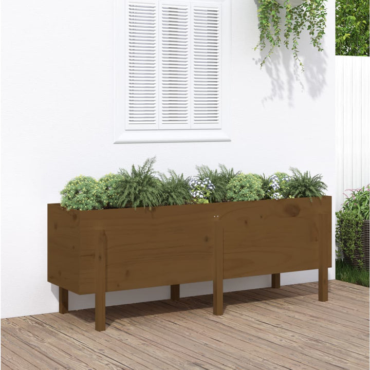 Plantenbak verhoogd 160x50x57 cm massief grenenhout honingbruin